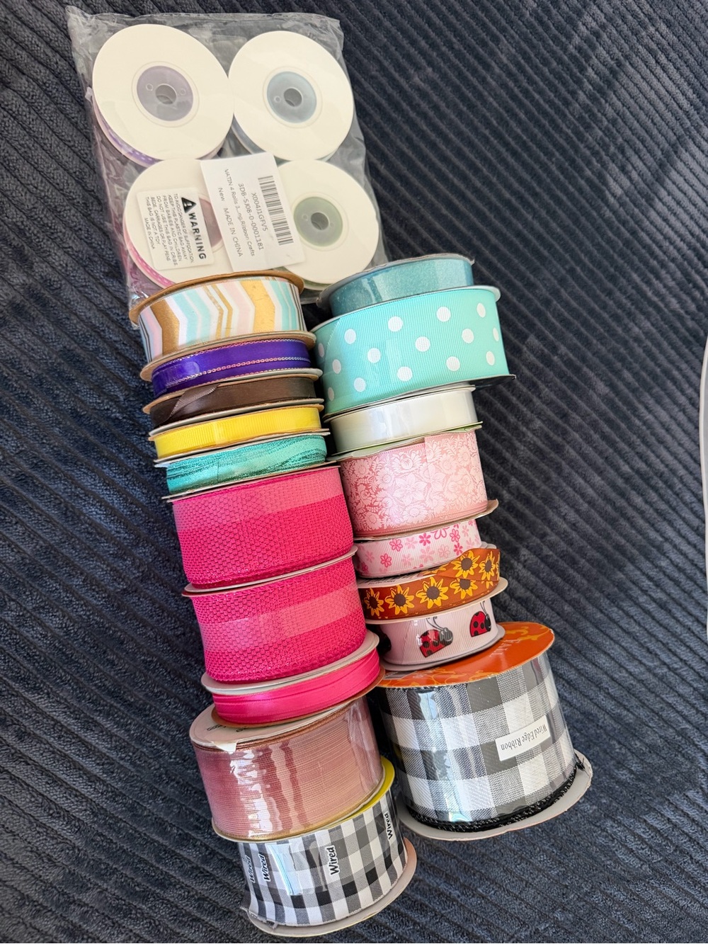 Assorted Pink and Teal Decorative Ribbon Bundle - Home Party Supplies Lot of 22